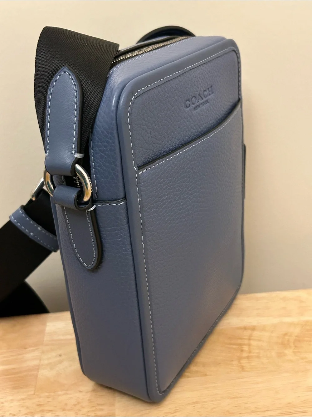 Coach Sullivan Pebbled Leather Crossbody Bag in Light Denim Blue